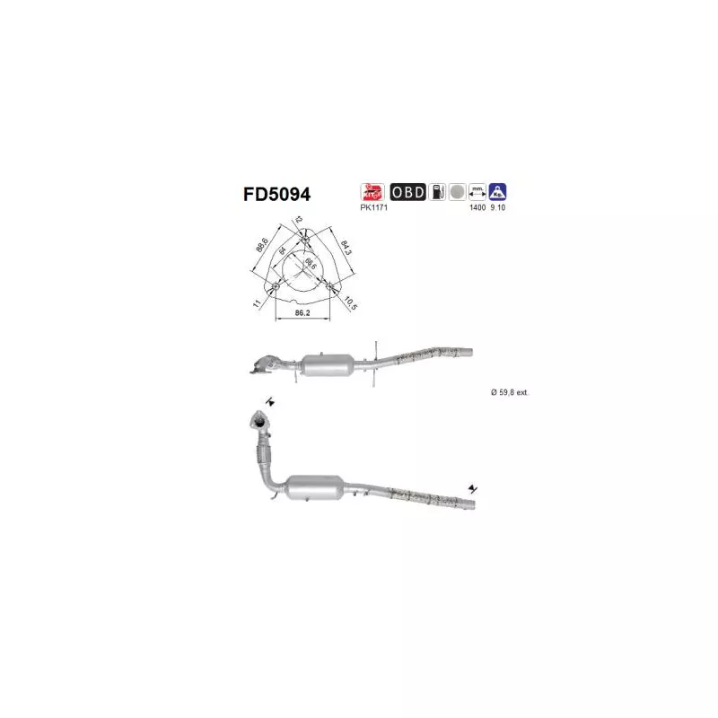 Filtre à particules / à suie, échappement AS FD5094