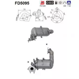 Filtre à particules / à suie, échappement AS FD5095