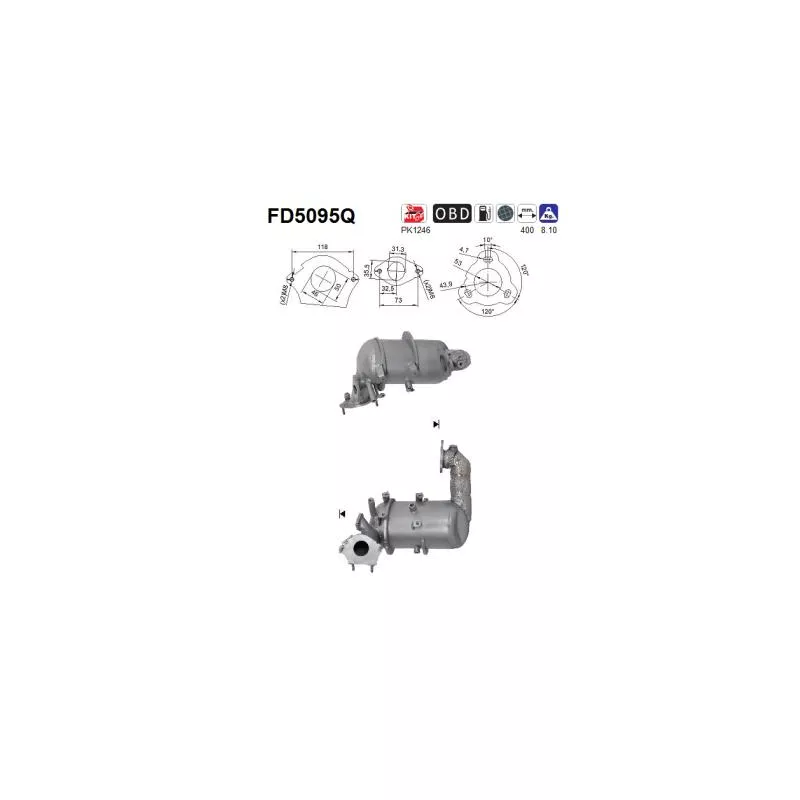 Filtre à particules / à suie, échappement AS FD5095Q