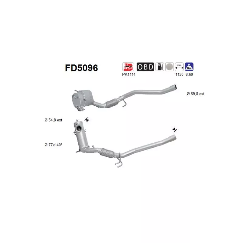 Filtre à particules / à suie, échappement AS FD5096