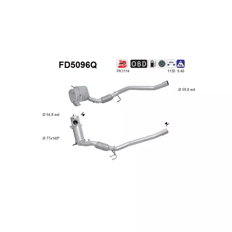 Filtre à particules / à suie, échappement AS FD5096Q