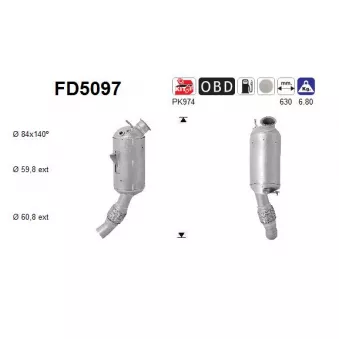 Filtre à particules / à suie, échappement AS FD5097