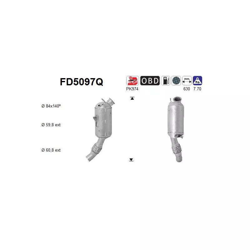 Filtre à particules / à suie, échappement AS FD5097Q