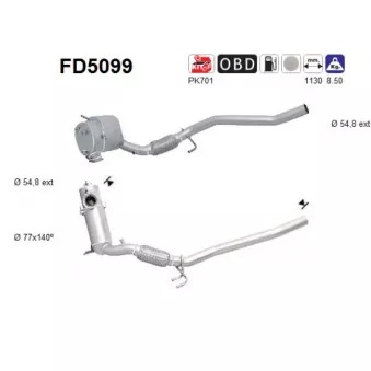Filtre à particules / à suie, échappement AS FD5099
