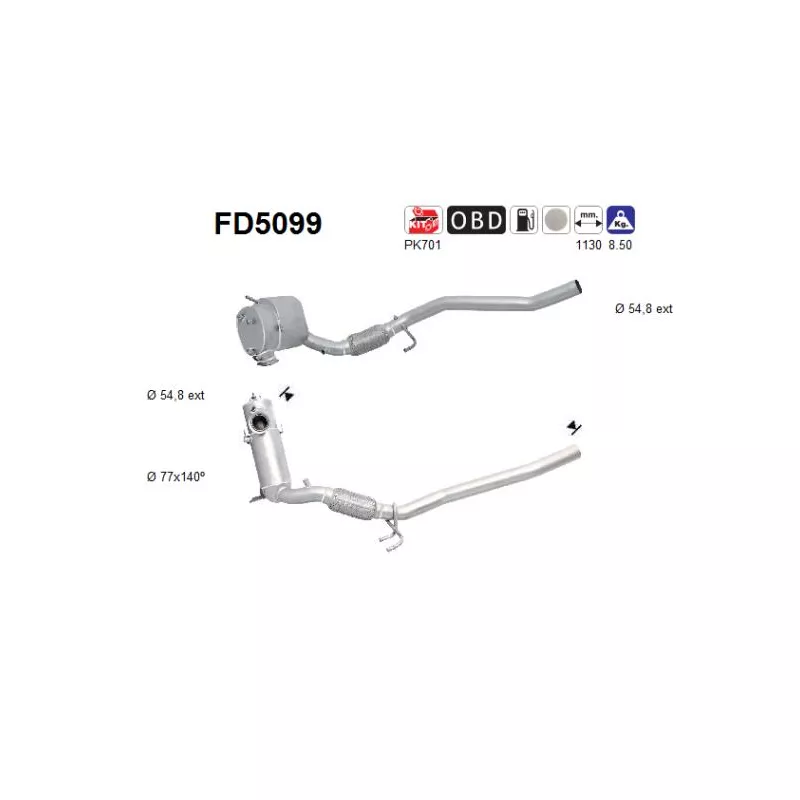 Filtre à particules / à suie, échappement AS FD5099