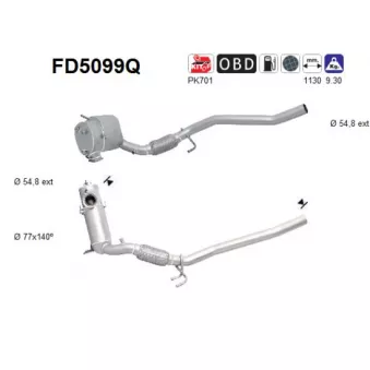 Filtre à particules / à suie, échappement AS FD5099Q