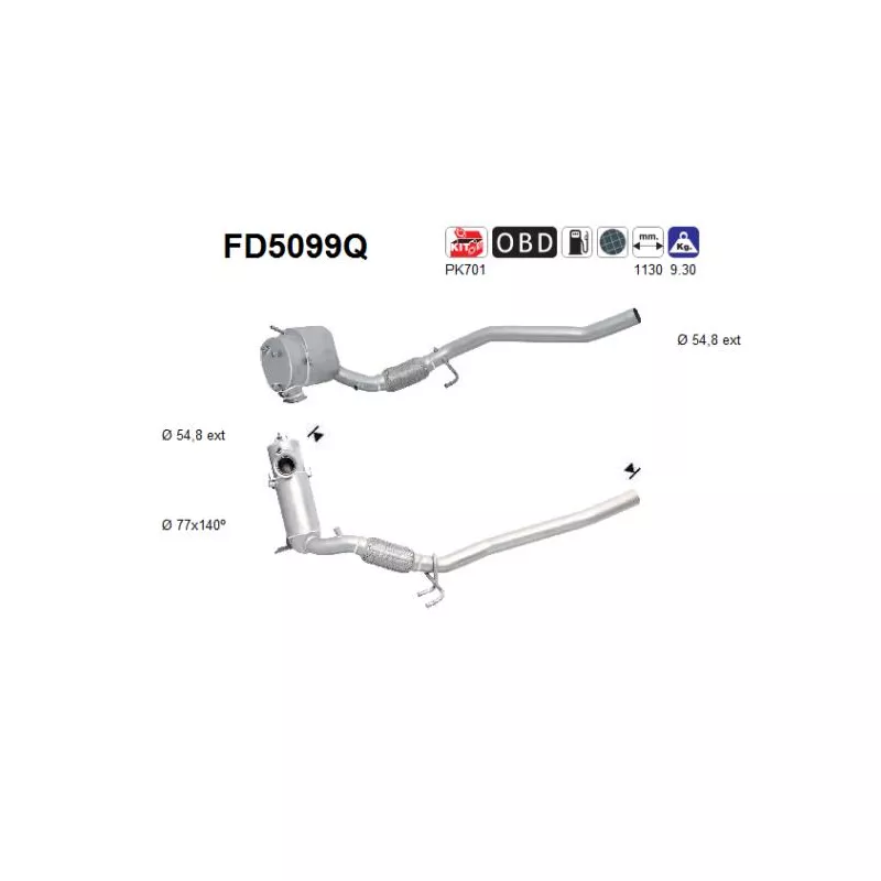 Filtre à particules / à suie, échappement AS FD5099Q