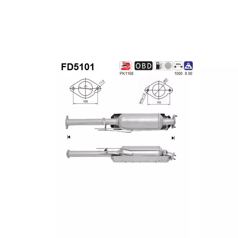 Filtre à particules / à suie, échappement AS FD5101