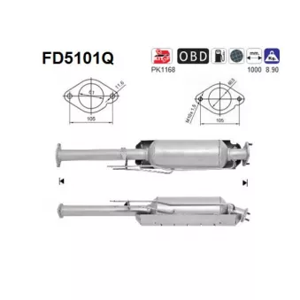 Filtre à particules / à suie, échappement AS FD5101Q