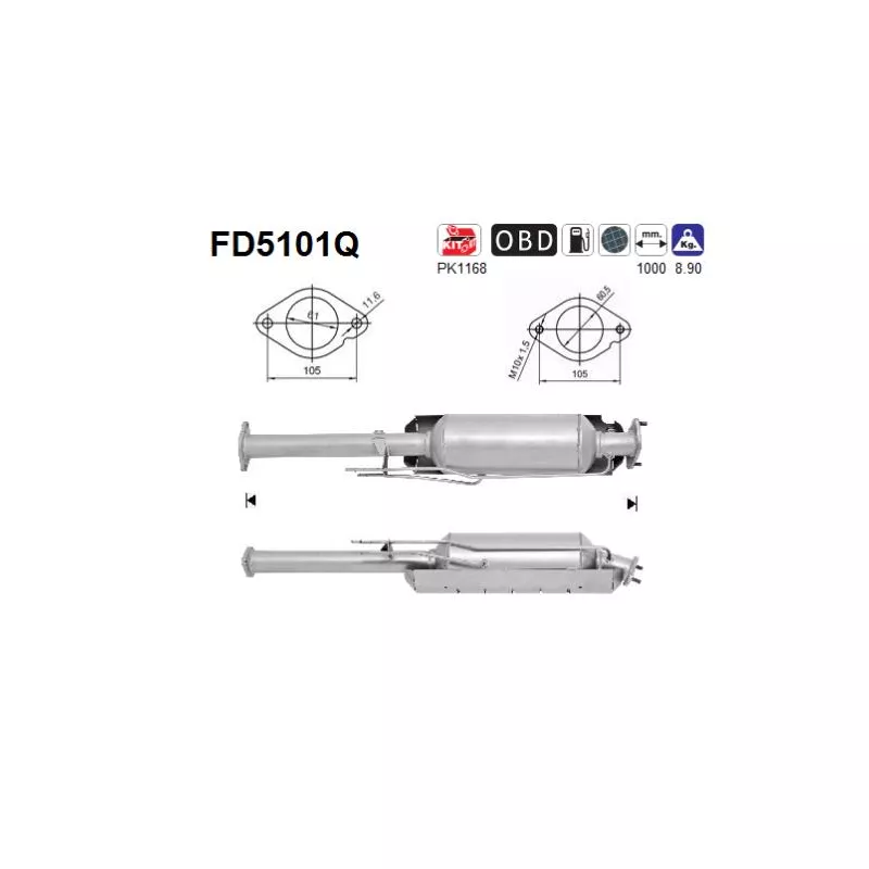 Filtre à particules / à suie, échappement AS FD5101Q