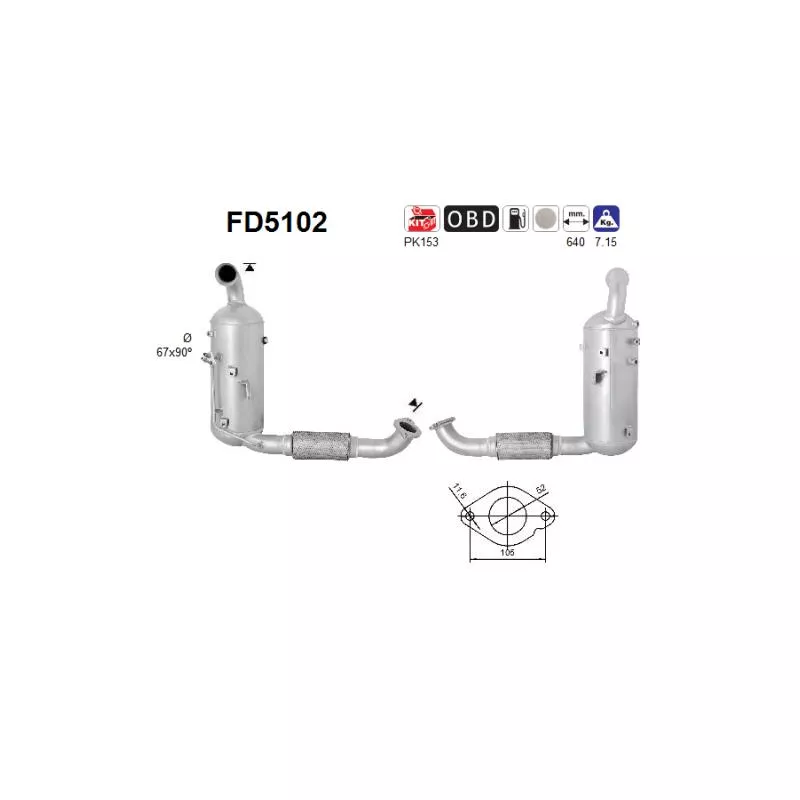 Filtre à particules / à suie, échappement AS FD5102