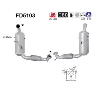 Filtre à particules / à suie, échappement AS FD5103