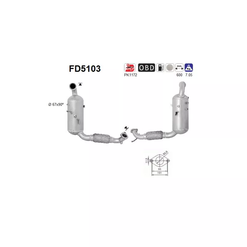 Filtre à particules / à suie, échappement AS FD5103