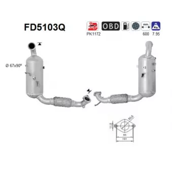 Filtre à particules / à suie, échappement AS FD5103Q