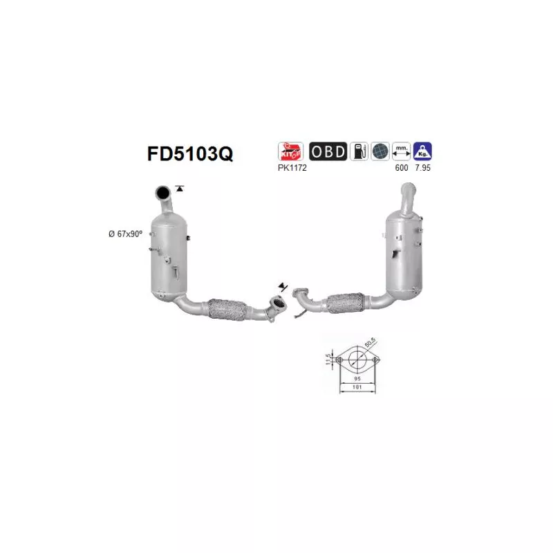 Filtre à particules / à suie, échappement AS FD5103Q
