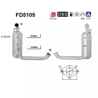 Filtre à particules / à suie, échappement AS FD5105