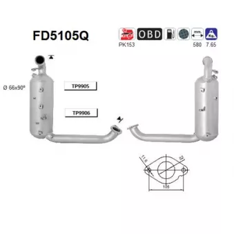 Filtre à particules / à suie, échappement AS FD5105Q