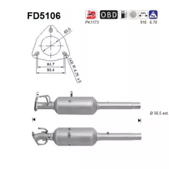 Filtre à particules / à suie, échappement AS FD5106