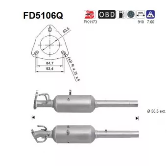 Filtre à particules / à suie, échappement AS FD5106Q