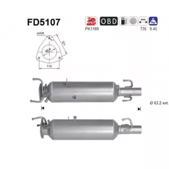 Filtre à particules / à suie, échappement AS FD5107
