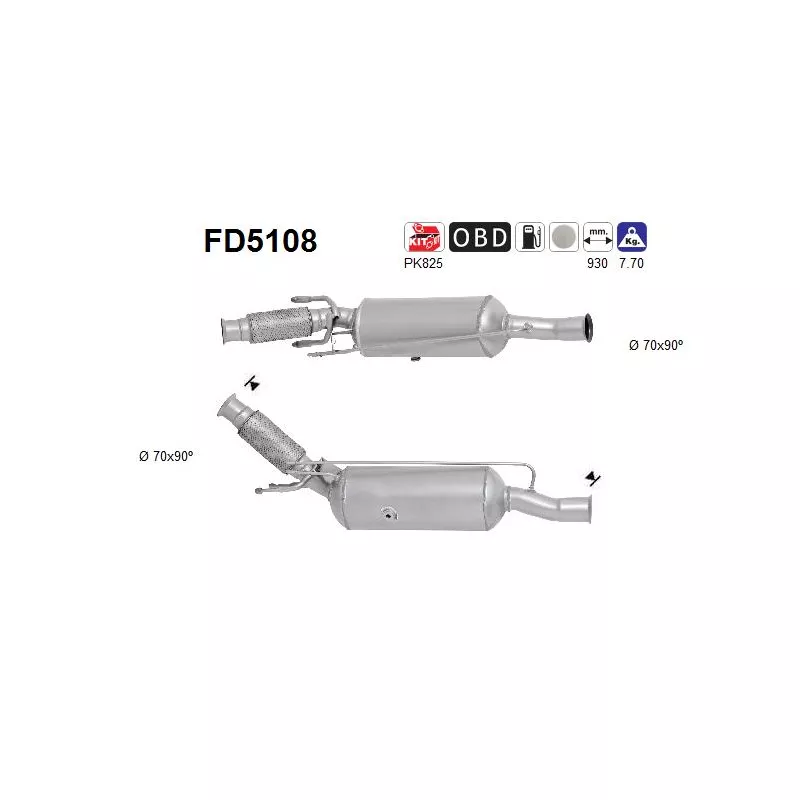 Filtre à particules / à suie, échappement AS FD5108