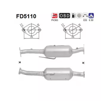 Filtre à particules / à suie, échappement AS FD5110