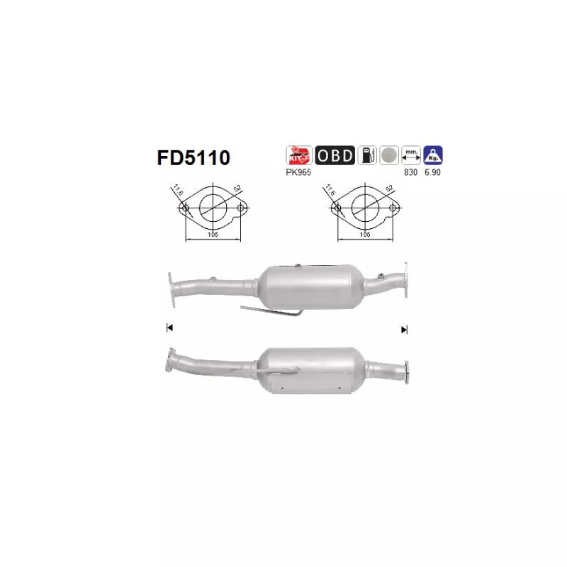 Filtre à particules / à suie, échappement AS FD5110