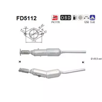 Filtre à particules / à suie, échappement AS FD5112