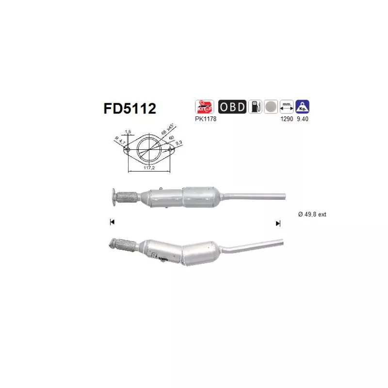 Filtre à particules / à suie, échappement AS FD5112