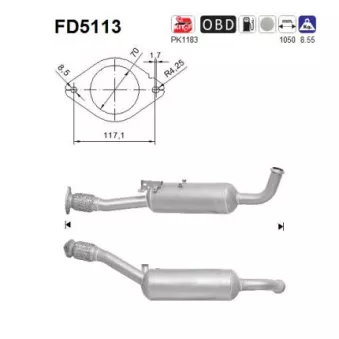 Filtre à particules / à suie, échappement AS FD5113