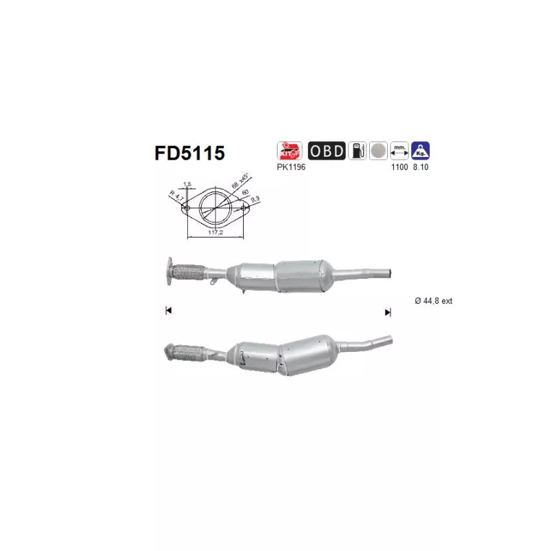 Filtre à particules / à suie, échappement AS FD5115