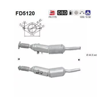 Filtre à particules / à suie, échappement AS FD5120