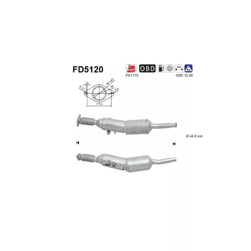 Filtre à particules / à suie, échappement AS FD5120