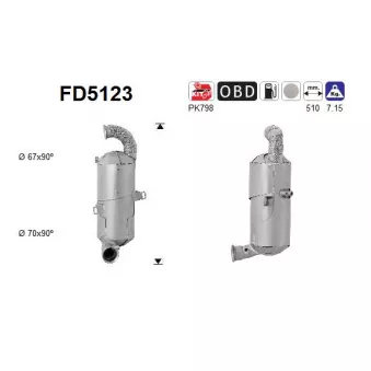 Filtre à particules / à suie, échappement AS FD5123