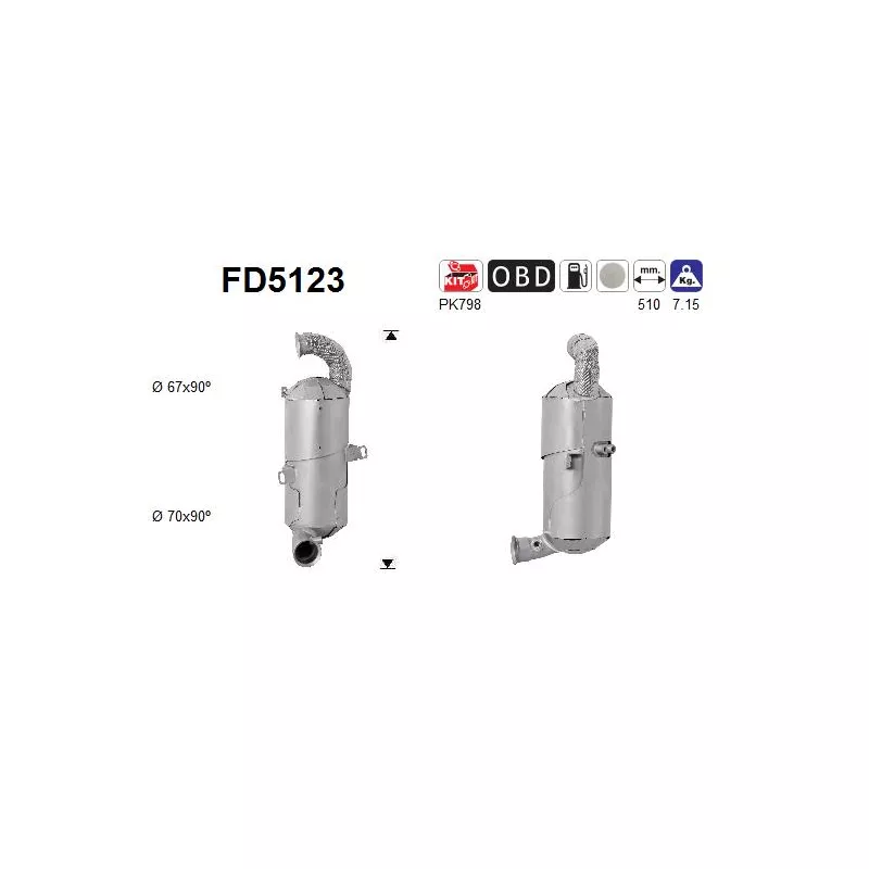 Filtre à particules / à suie, échappement AS FD5123