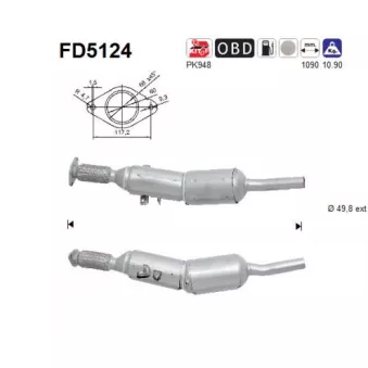Filtre à particules / à suie, échappement AS FD5124