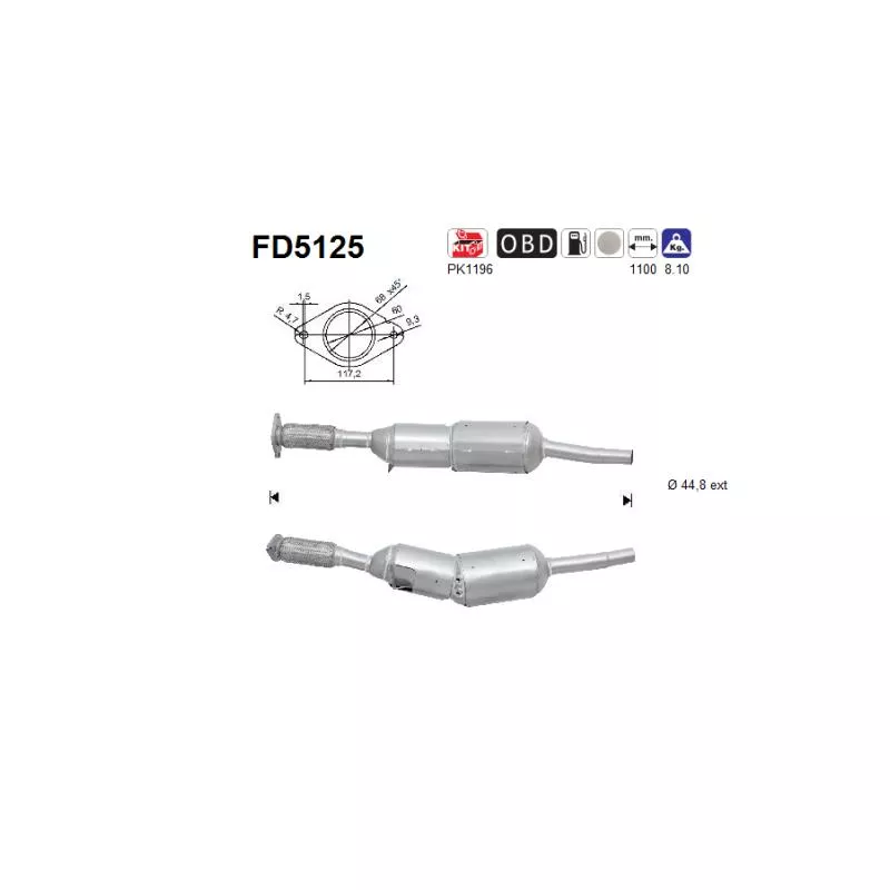 Filtre à particules / à suie, échappement AS FD5125
