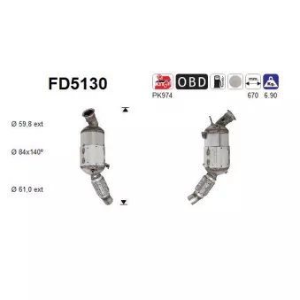 Filtre à particules / à suie, échappement AS FD5130