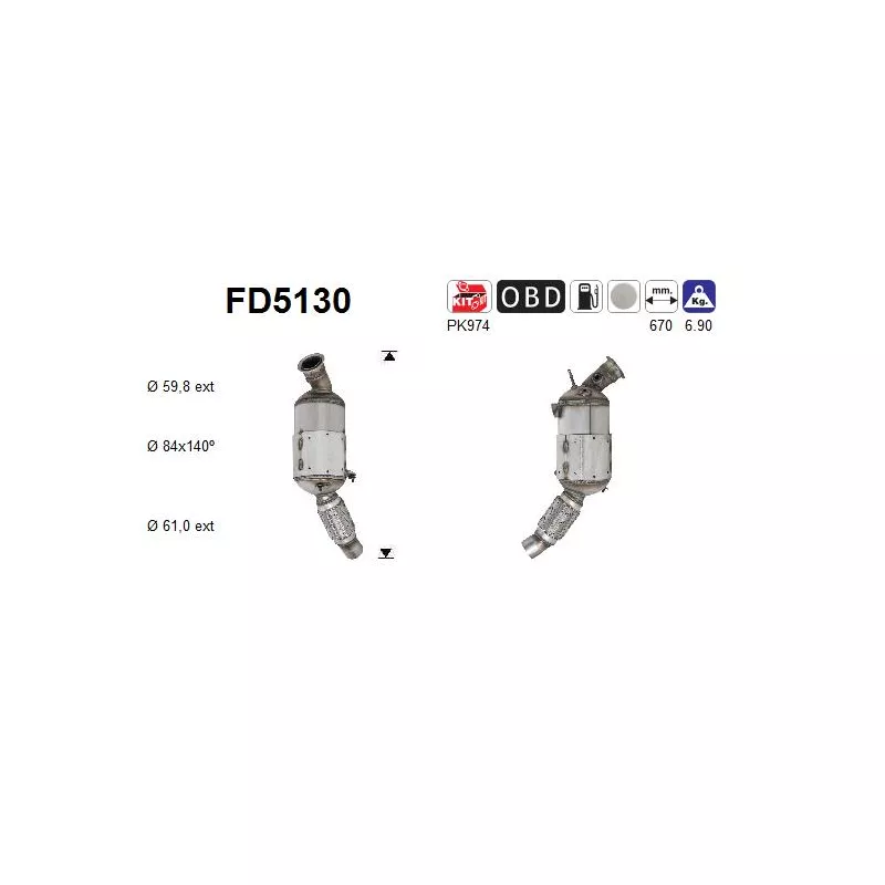 Filtre à particules / à suie, échappement AS FD5130