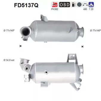 Filtre à particules / à suie, échappement AS FD5137Q