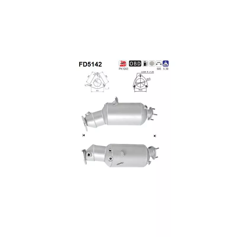 Filtre à particules / à suie, échappement AS FD5142