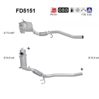 Filtre à particules / à suie, échappement AS FD5151
