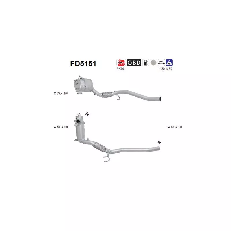 Filtre à particules / à suie, échappement AS FD5151