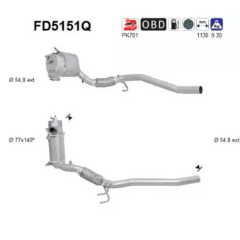 Filtre à particules / à suie, échappement AS FD5151Q