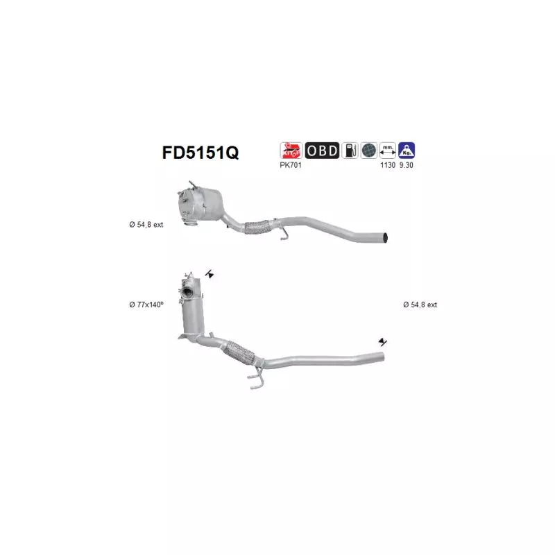 Filtre à particules / à suie, échappement AS FD5151Q