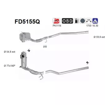Filtre à particules / à suie, échappement AS FD5155Q