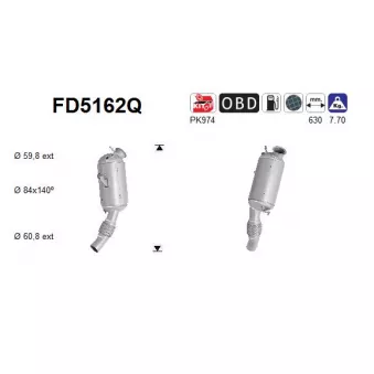 Filtre à particules / à suie, échappement AS FD5162Q