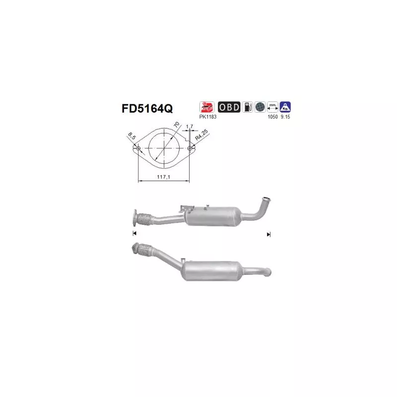 Filtre à particules / à suie, échappement AS FD5164Q