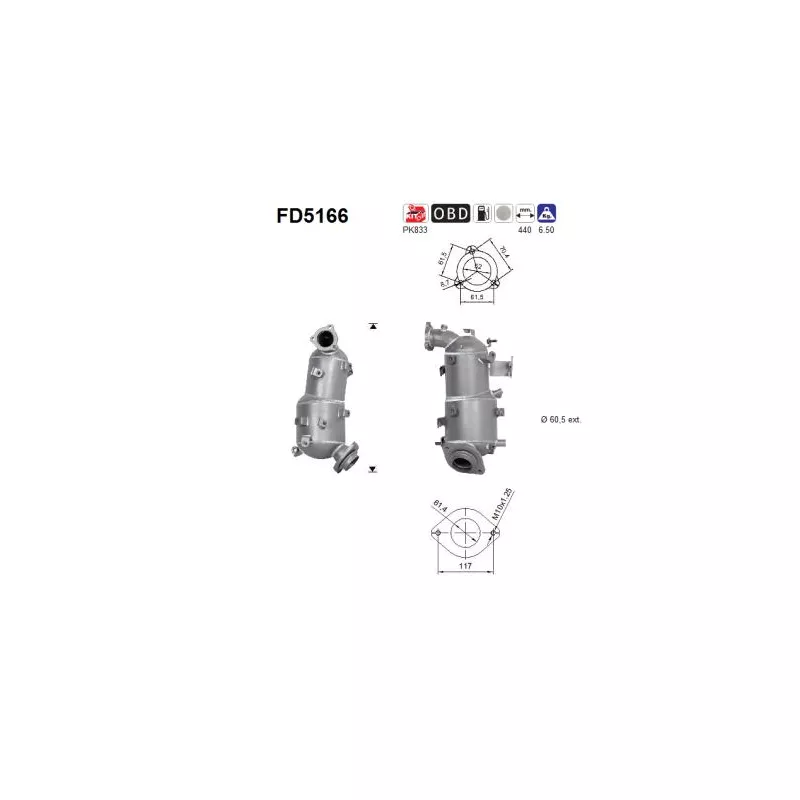 Filtre à particules / à suie, échappement AS FD5166