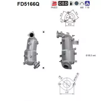 Filtre à particules / à suie, échappement AS FD5166Q